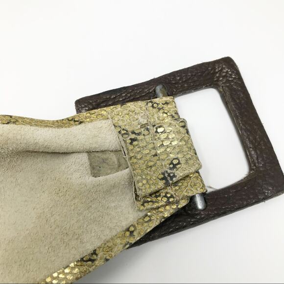 Leatherock 90s Python metallic gold leather embossed metallic wide wrap belt M